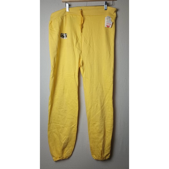 NWT Challenger Sweatpants Vintage 1984 Fleece Wear Dated Yellow Drawstring Large - Picture 1 of 10